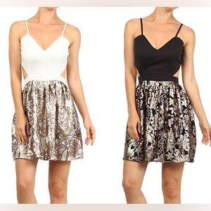 🖤 LAST ONE 🖤 #122 Metallic Brocade Cut Out Sequin Skater Dress LARGE